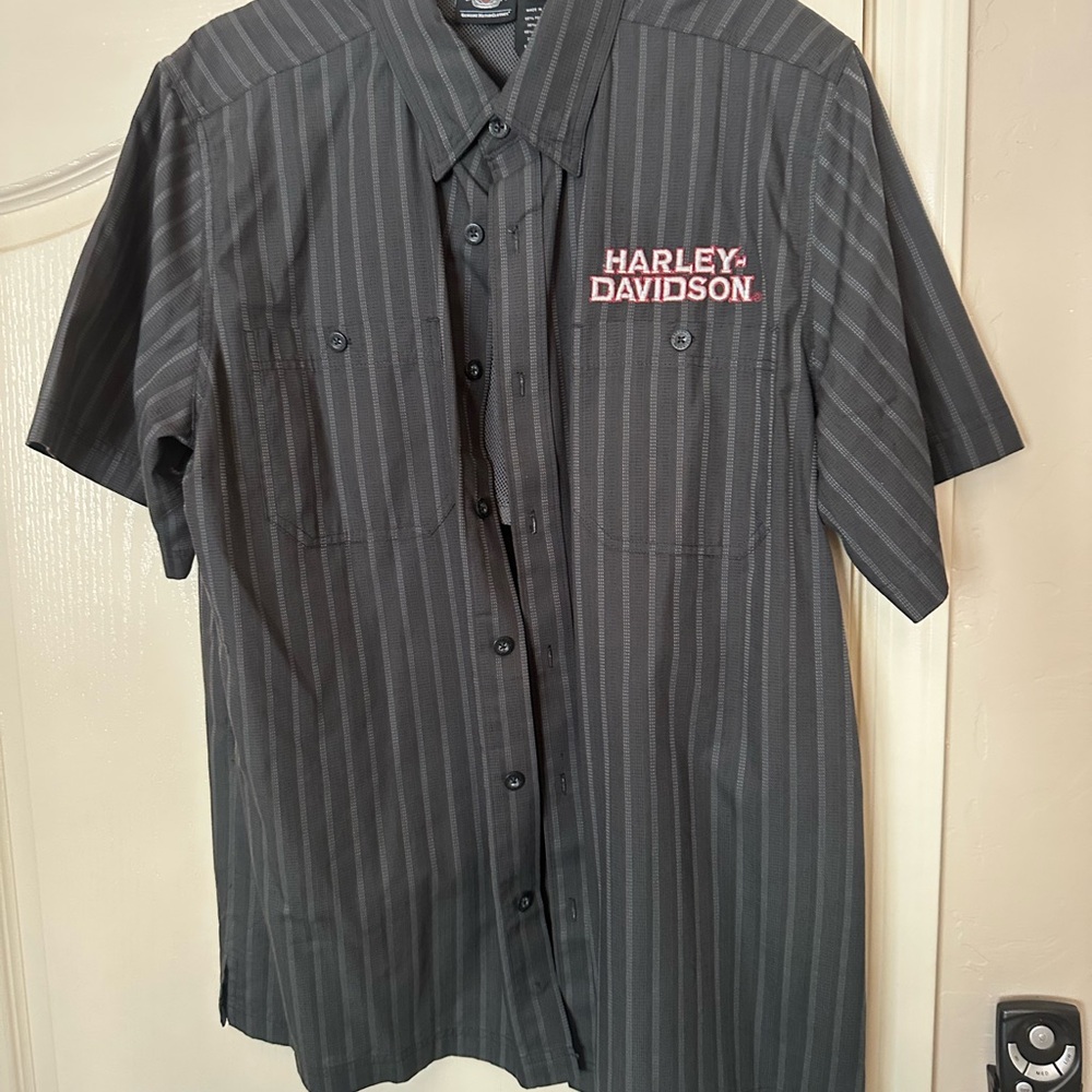 Harley-Davidson Men's Charcoal Striped Shirt